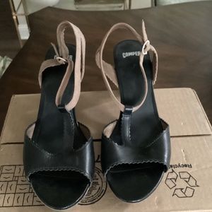 Campers black & tan heel , Size 7